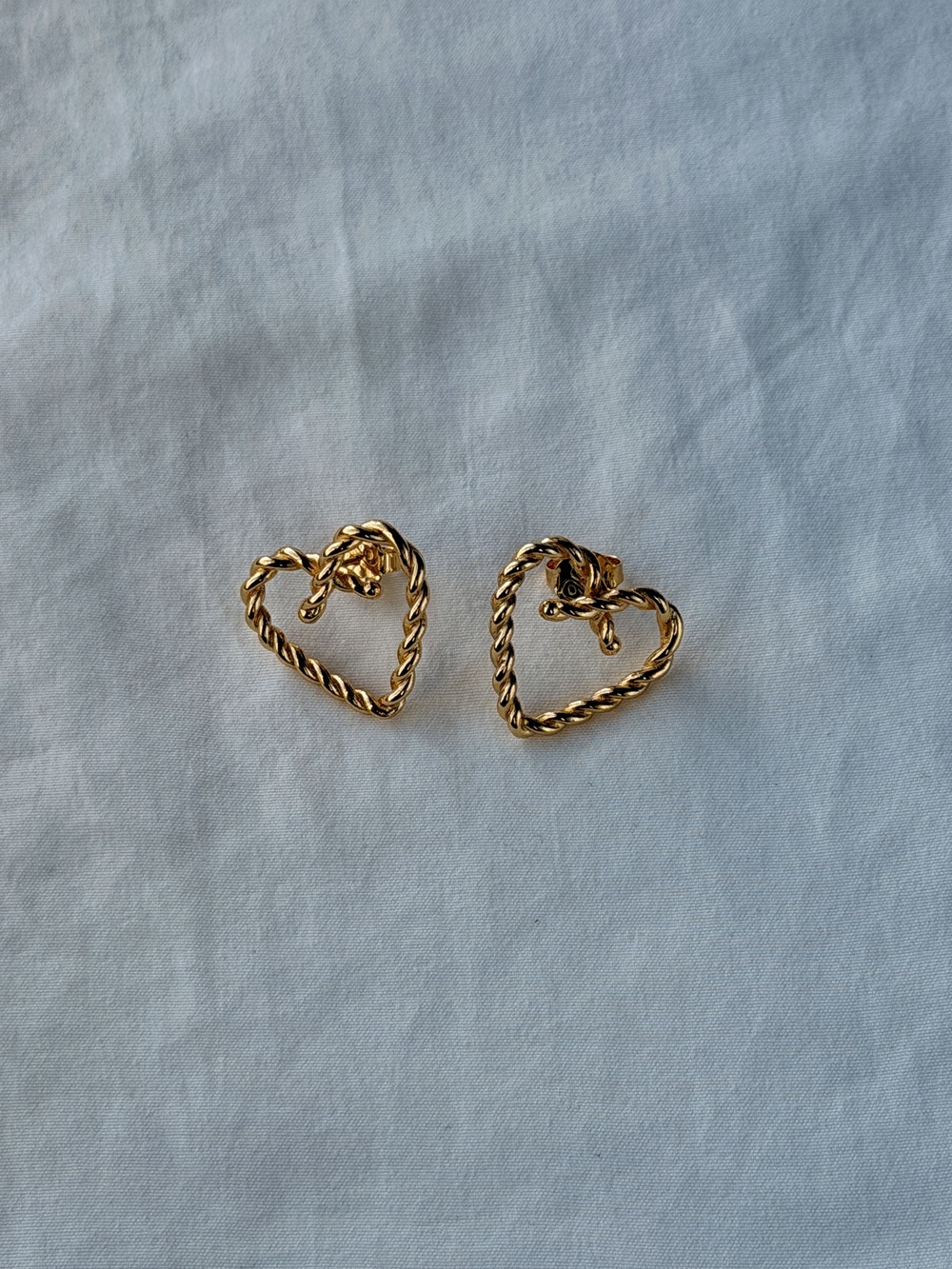 Twisted Wire Heart 18k Gold Plated Earrings